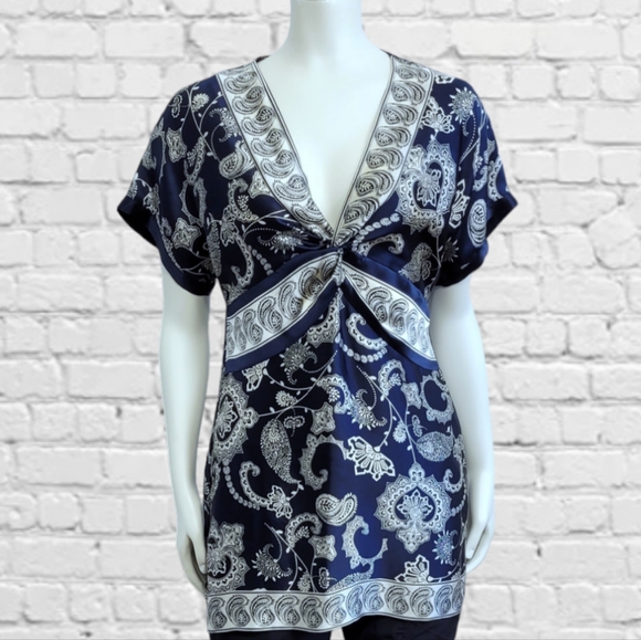 100% SILK Boho Paisley Tunic Blouse - Picture 4 of 8